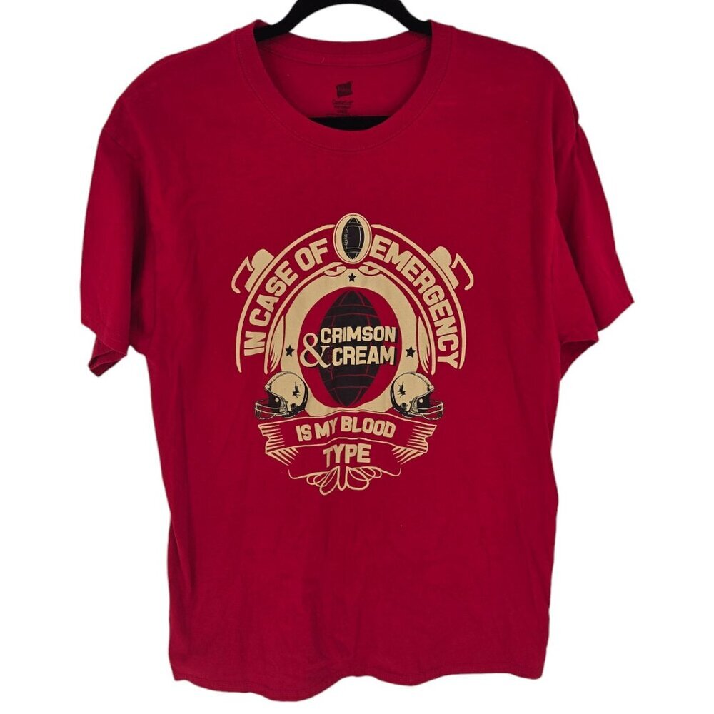 Hanes Large Heavy weight Cotton Crimson and cream is my blood type short sleeve